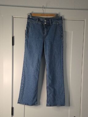 Jcrew High-Rise Double Button Wide-Leg Women Jeans - Blue Size 26